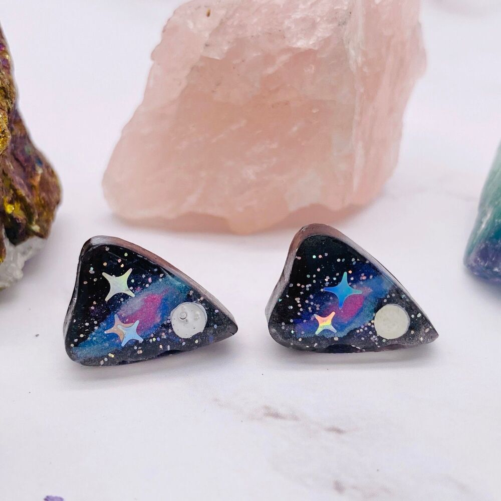 Black Galaxy Space Ouija Earrings
